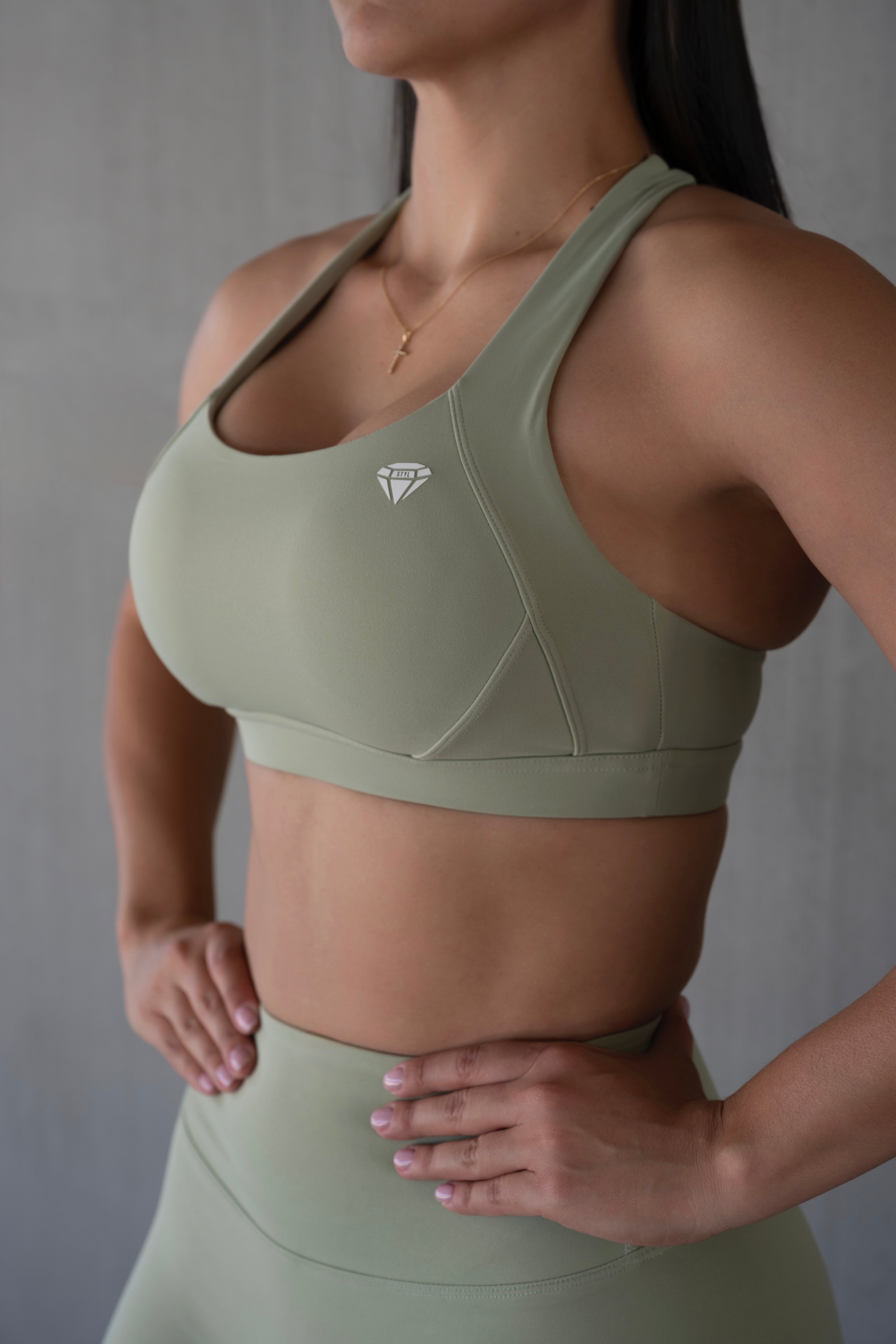 Strength in Style Sculpt Flow Bra - Sage Green