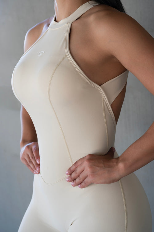 Strength in Style Body Sculpt Jumpsuit - Ivory Silk