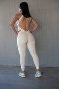Strength in Style Body Sculpt Jumpsuit - Ivory Silk